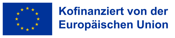 Zu sehen ist die Flagge der Europäischen Union. Daneben steht ein Schriftzug 