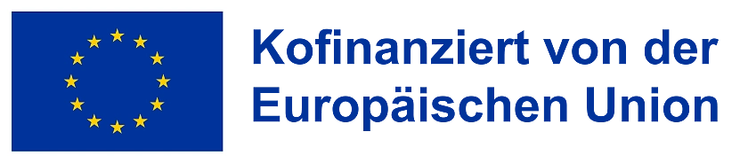 Zu sehen ist die Flagge der Europäischen Union. Daneben steht ein Schriftzug 