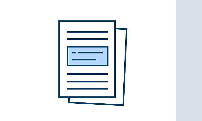 Zwei Zettel mit Strichen als Schrift als Icon