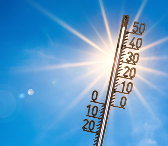 Foto mit einer Sonne und einem Thermometer