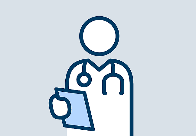 An icon of a doctor holding a piece of paper