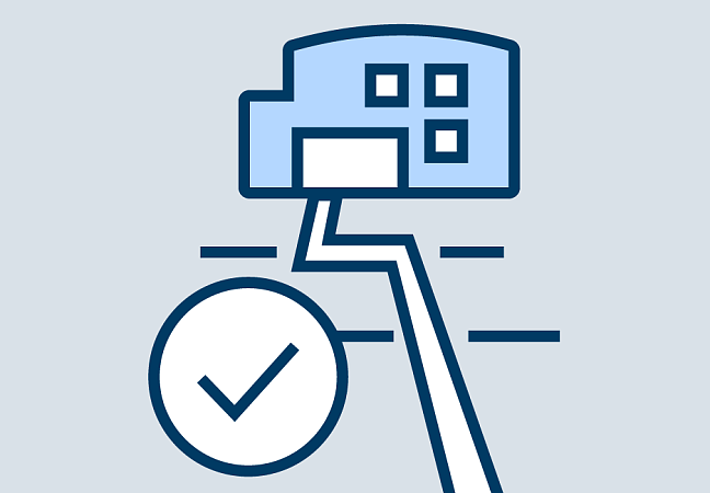 Gebäude und Haken als Icon