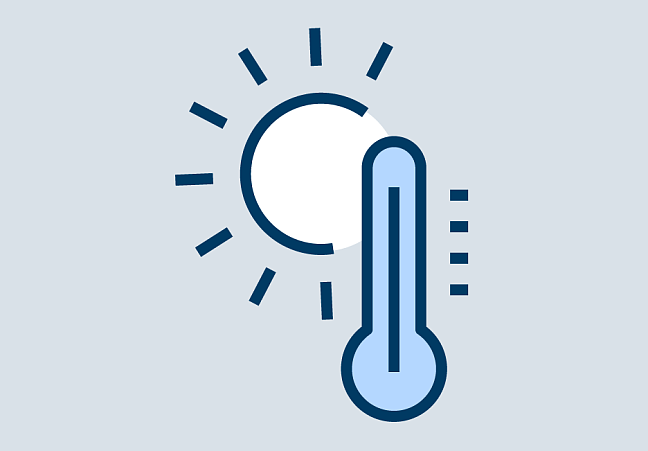 Thermometer and sun as icons