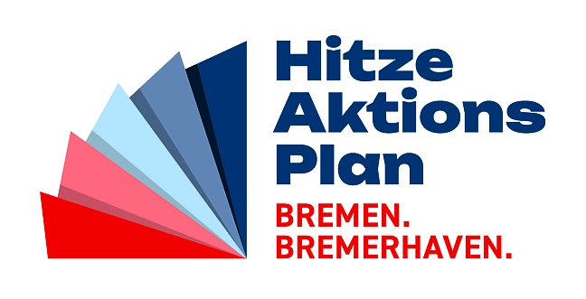Fächer-Logo und Schriftzug Hitzeaktionsplan Bremen. Bremerhaven.