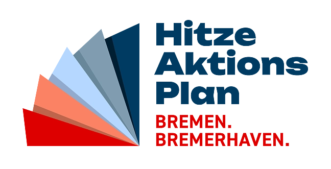 Fächer-Logo und Schriftzug Hitzeaktionsplan Bremen. Bremerhaven.
