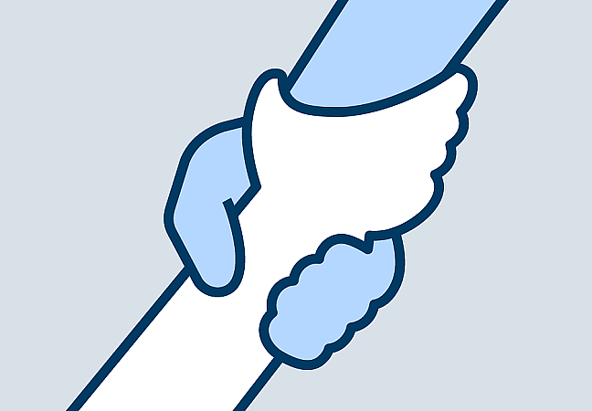 Two arms clasped together as an icon