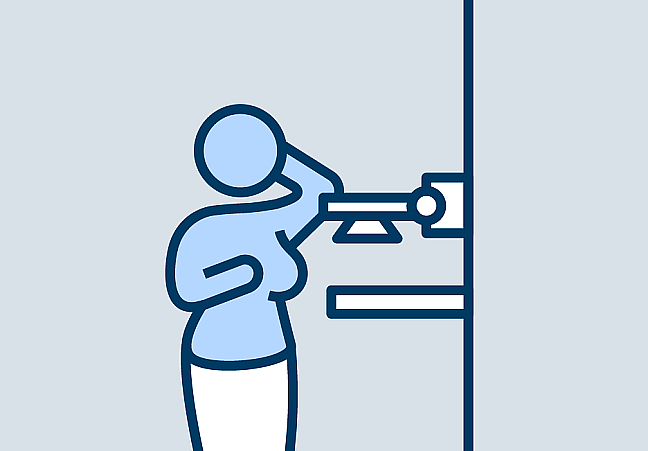 Woman with an ultrasound machine as an icon
