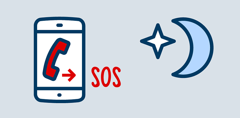 Telefon und SOS und Mond als Icon